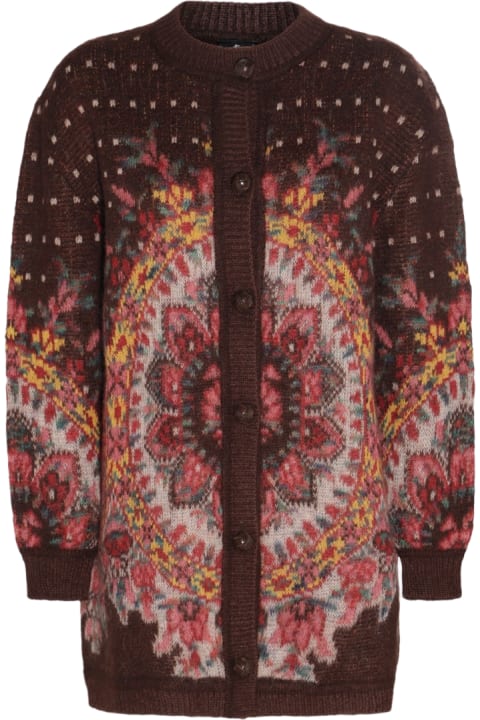 Etro Sweaters for Women Etro Brown Multicolour Wool Blend Cardigan