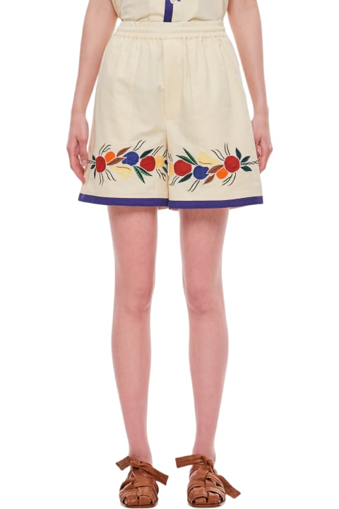 Bode Pants & Shorts for Women Bode Linen Cotton Blend Fruit Details Shorts