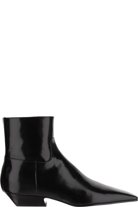 Khaite Boots for Women Khaite Patent Leather Ankle Boots