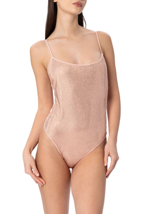 Homeware MC2 Saint Barth Woman Pale One-piece Swimsuit Cecille With Rhinestones