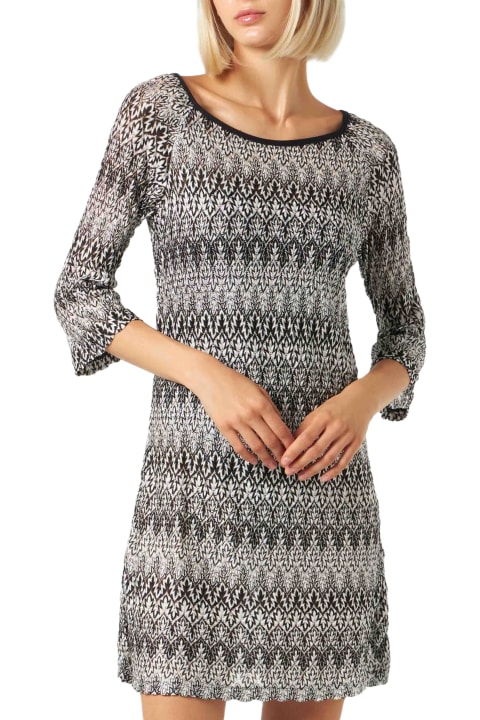 Homeware MC2 Saint Barth Black And White Knitted Chevron Mini Dress