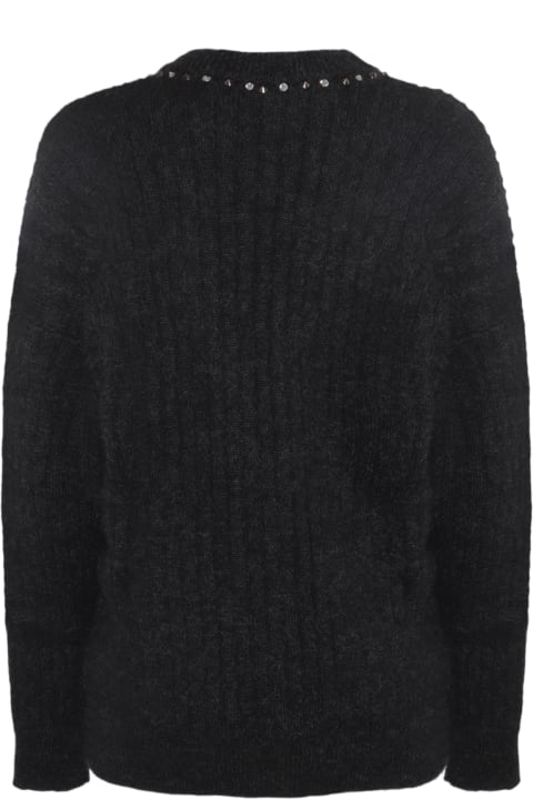 Alessandra Rich for Women Alessandra Rich Black Melange Mohair And Wool Blend Cardigan