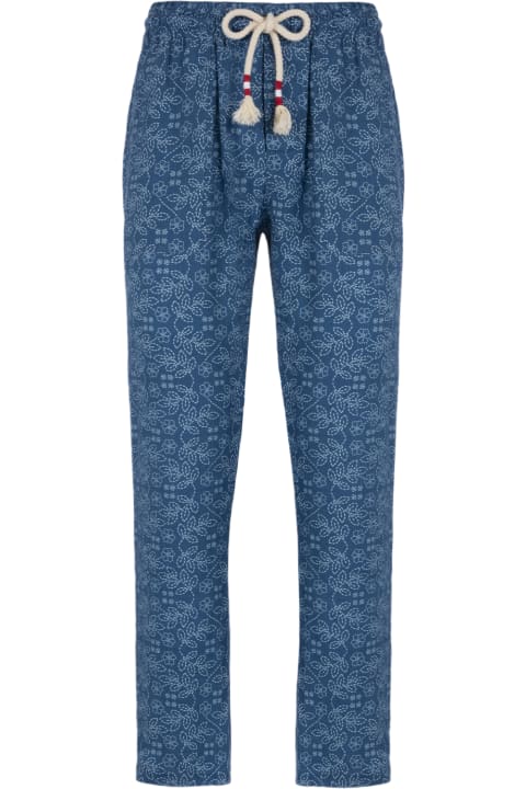 Homeware MC2 Saint Barth Man Printed Linen Calais Pants With Drawstring