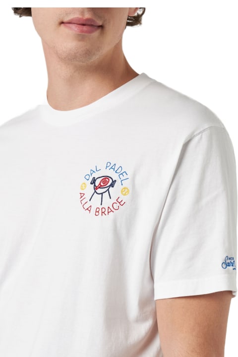 Homeware MC2 Saint Barth Man Classic Fit Cotton Jersey T-shirt Portofino With Dal Padel Alla Brace Embroidery | Insulti Luminosi Special Edition