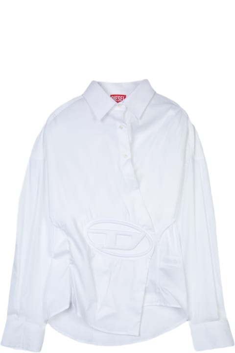 Diesel Topwear for Women Diesel 0imal C-siz-n1 White cotton shirt with wrap closure - C Siz