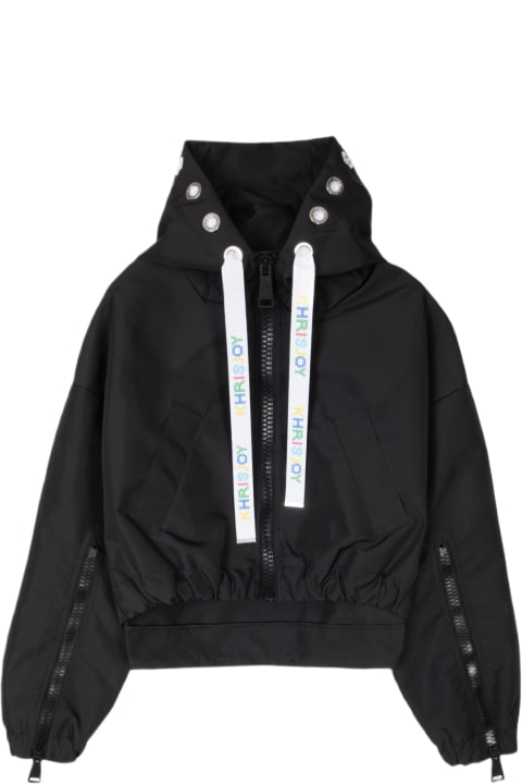 Khrisjoy Clothing for Women Khrisjoy New Khris Crop Windbreaker Black nylon hooded windproof jacket - New Khris Crop Windbreaker