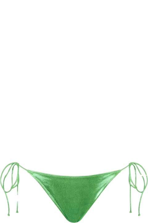Homeware MC2 Saint Barth Woman Lamina Green Swim Briefs With Side Laces