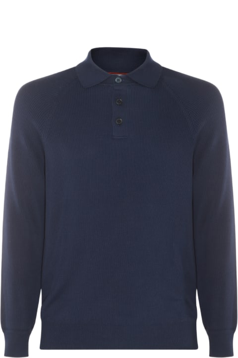 Brunello Cucinelli Topwear for Men Brunello Cucinelli Navy Blue Cotton Polo Shirt