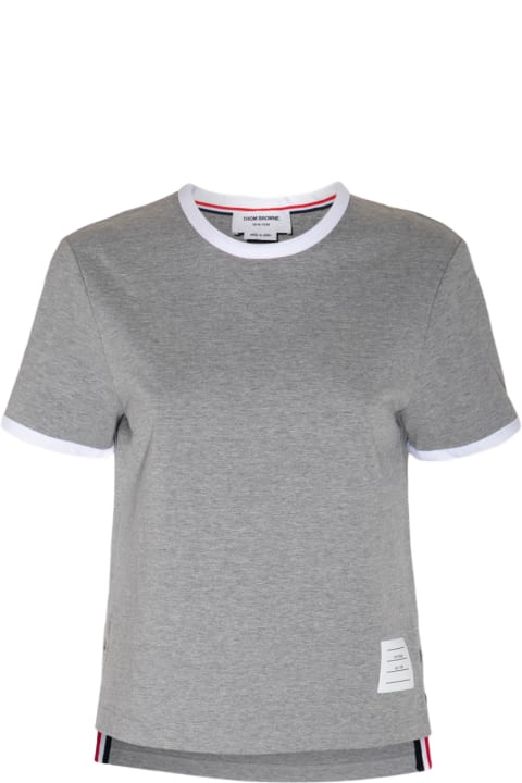 Thom Browne Topwear for Women Thom Browne Light Grey Cotton T-shirt