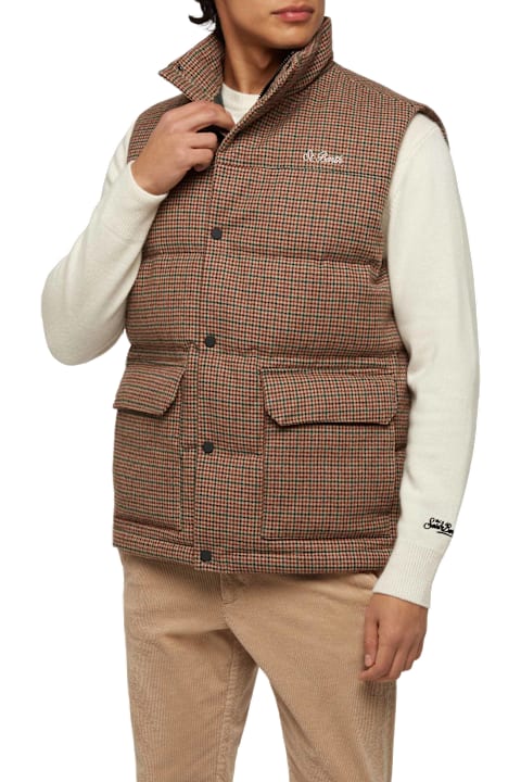 Homeware MC2 Saint Barth Down Padded Vest Thunder With Pied De Poul Print