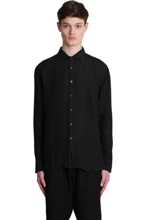 120% Lino Shirts for Men 120% Lino Shirt In Black Linen