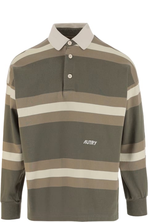أدوات منزلية Autry Cotton Polo Shirt With Striped Pattern And Logo