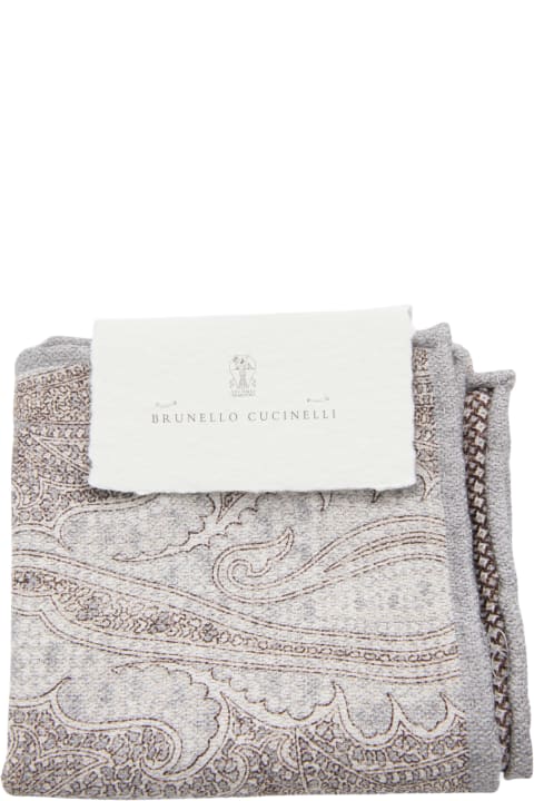 Brunello Cucinelli Scarves for Men Brunello Cucinelli White Silk Scarves