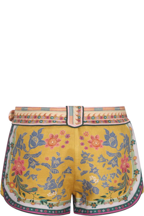 Zimmermann Pants & Shorts for Women Zimmermann Mustard Multicolour Cotton Shorts