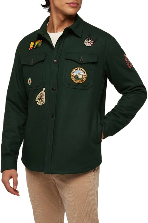Homeware MC2 Saint Barth Wooly Green Overshirt Burton With Pockets And Patches