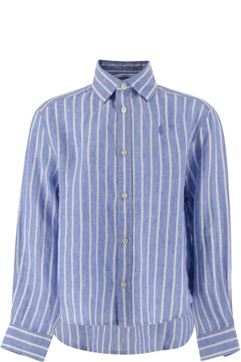 Polo Ralph Lauren Shirts for Boys Polo Ralph Lauren Striped Linen Shirt With Logo