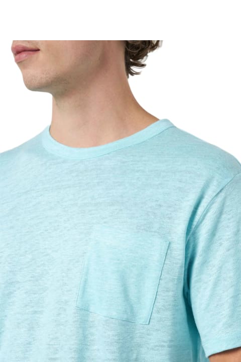 أدوات منزلية MC2 Saint Barth Man Water Green Linen Jersey T-shirt Ecstasea With Pocket