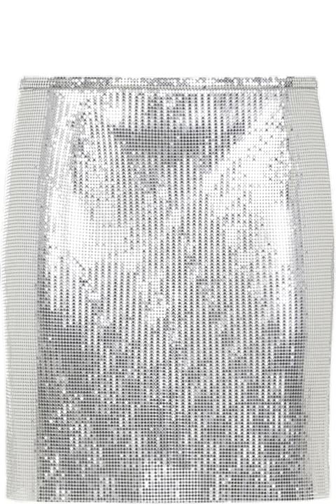 Paco Rabanne لـ Women Paco Rabanne Metallic Miniskirt With High Waist And Chainmail Detail In Tech Fabric