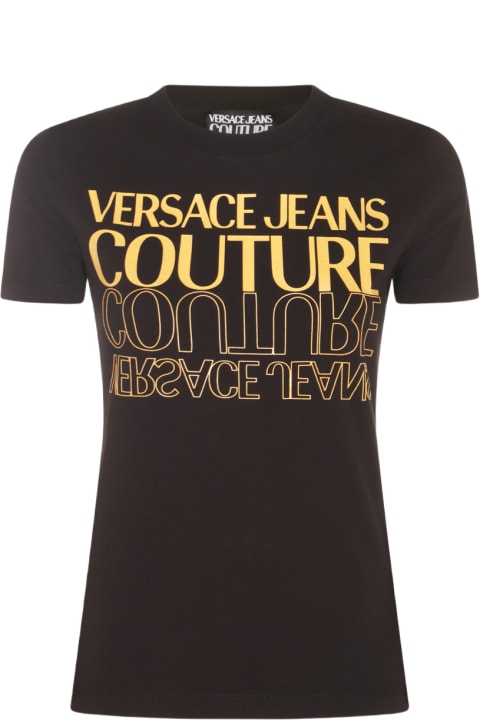 ウィメンズ Versace Jeans Coutureのトップス Versace Jeans Couture Black And Yellow Cotton T-shirt