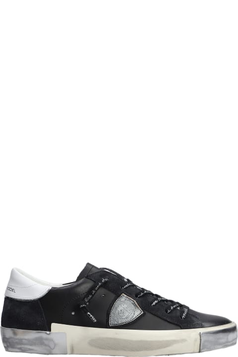 ウィメンズ Philippe Modelのスニーカー Philippe Model Prsx Low Sneakers In Black Suede And Leather