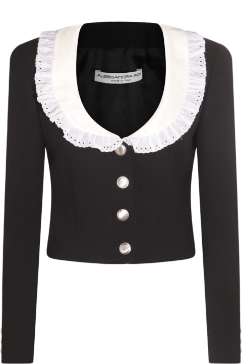 Fashion for Women Alessandra Rich Black And White Silk-wool Blend Casual Jacket