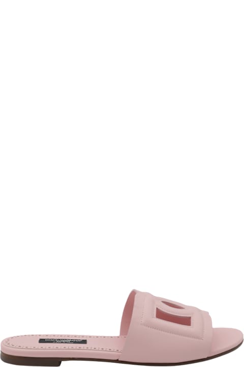 Fashion for Men Dolce & Gabbana Pink Leather Dg Logo Flats