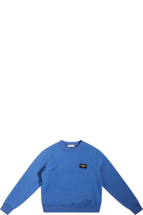 ガールズ トップス Dolce & Gabbana Blue Cotton Sweatshirt