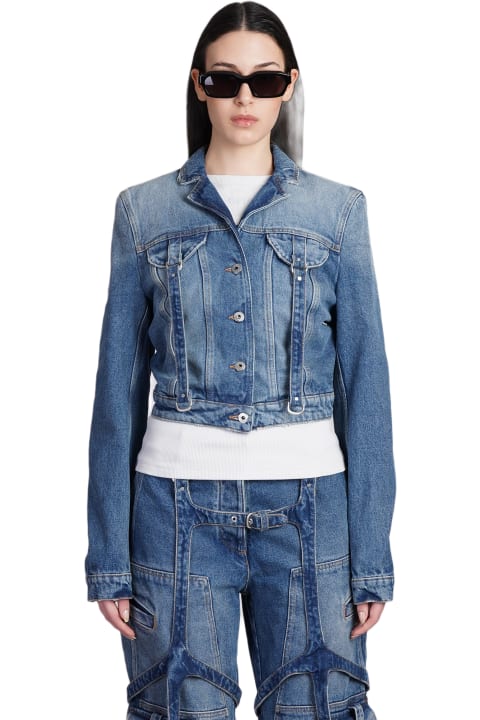 Coats & Jackets for Women Off-White Denim Jackets In Blue Cotton