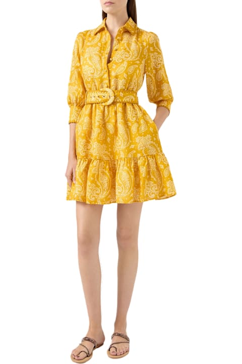 أدوات منزلية MC2 Saint Barth Paisley Print Linen Short Dress Daisi