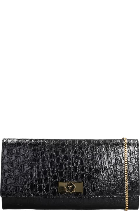 Giuseppe Zanotti Luggage for Women Giuseppe Zanotti Montserrat Crocco Clutch In Black Leather