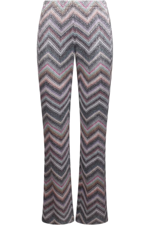 Missoni Women Missoni Missoni Flared Trousers In Zig Zag Knit With Sequins
