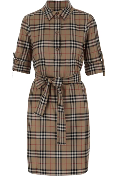 Clothing Sale for Women Burberry Stretch Cotton Chemisier With Check Pattern