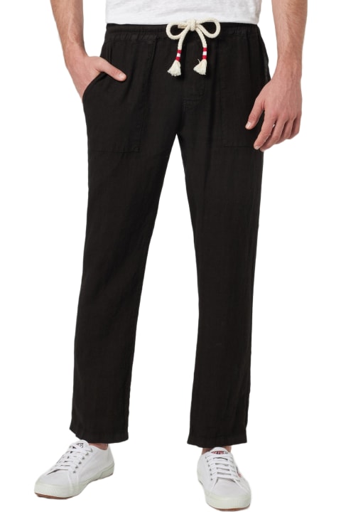 Homeware MC2 Saint Barth Man Black Linen Calais Pants With Drawstring