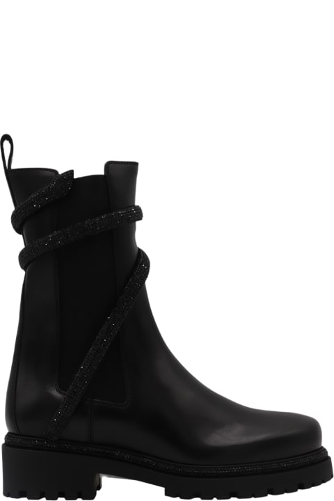 René Caovilla Boots for Women René Caovilla Black Leather Cleo Ankle Boots