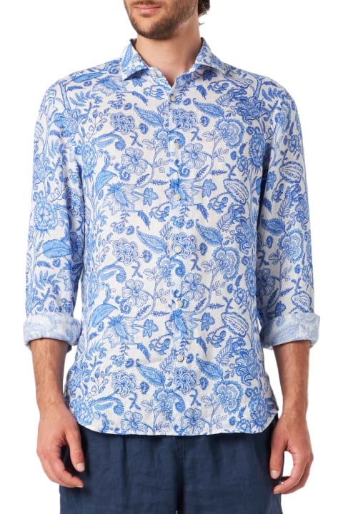 Homeware MC2 Saint Barth Man Linen Pamplona Shirt With Flower Print