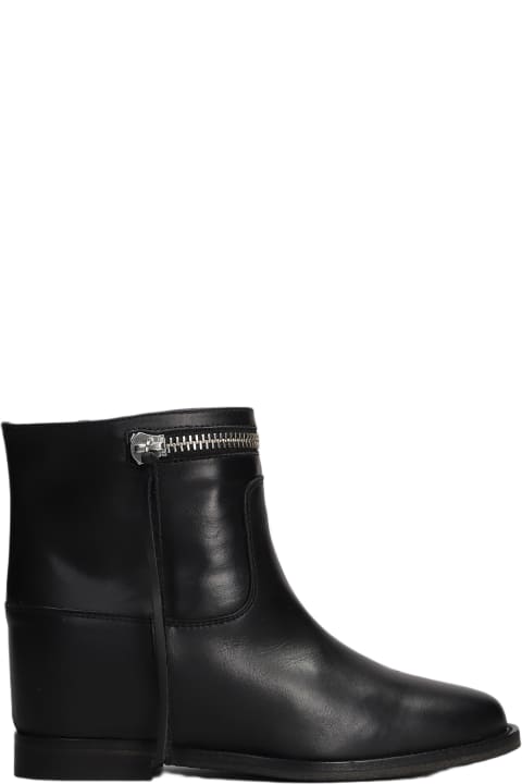 ウィメンズ Via Roma 15のブーツ Via Roma 15 Ankle Boots Inside Wedge In Black Leather