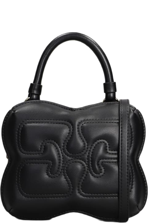 Ganni for Women Ganni Butterfly Hand Bag In Black Leather