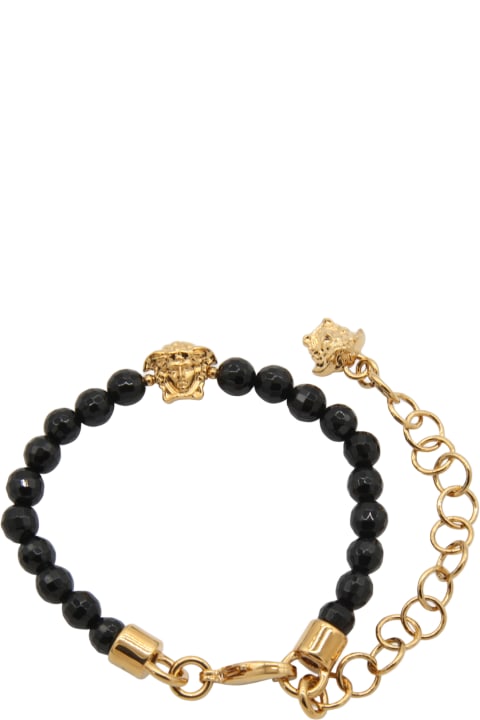 Jewelry for Men Versace Black And Gold Metal Bracelets