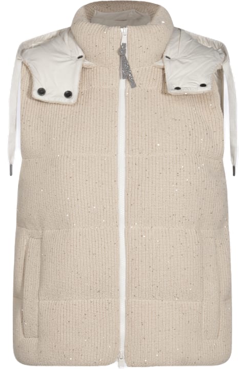 Brunello Cucinelli Coats & Jackets for Women Brunello Cucinelli Beige Wool Down Jacket