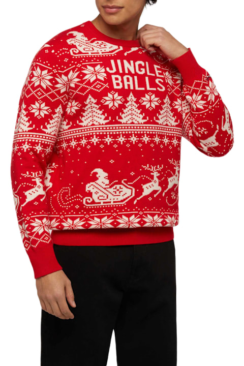 Homeware MC2 Saint Barth Fairs Isle Sweater Heron With Jingle Balls Jacquard