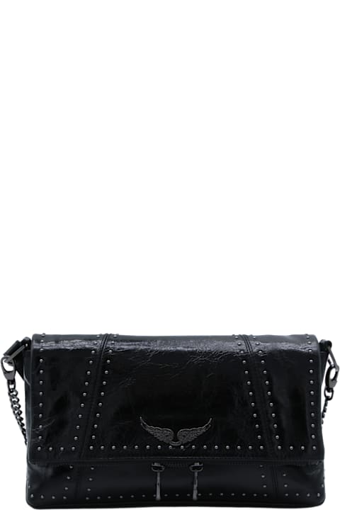 Zadig & Voltaire for Men Zadig & Voltaire Black Leather Rock Ii Vintage Patent Studs Shoulder Bag