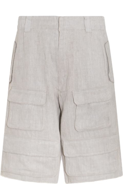 MISBHV Clothing for Men MISBHV Off White Linen Blend Cargo Shorts