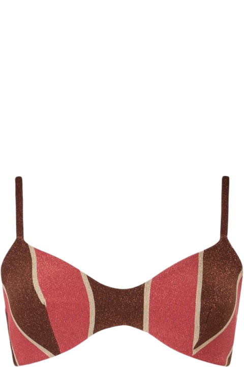 Homeware MC2 Saint Barth Woman Striped Lurex Scoop Bralette Beach Top May