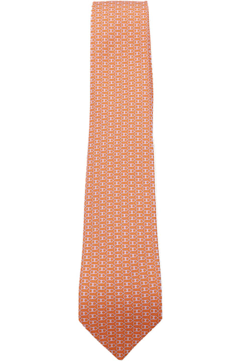 Ties for Men Ferragamo Orange Silk Tie