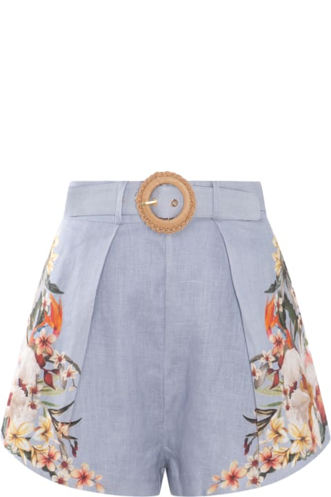 Zimmermann Pants & Shorts for Women Zimmermann Light Blue Linen Shorts