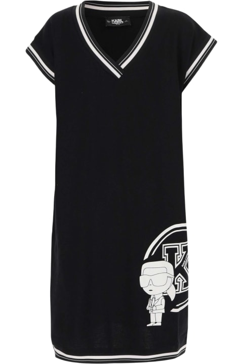 Dresses for Girls Karl Lagerfeld Stretch Cotton Dress With Logo