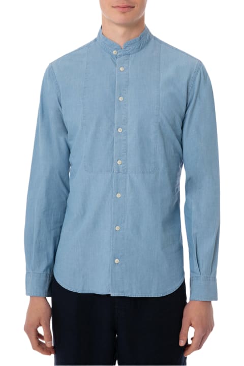 Homeware MC2 Saint Barth Man Light Blue Denim Linen Shirt