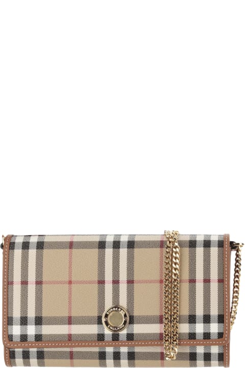 Burberry Clutches for Women Burberry Check Wallet With Chain Strap