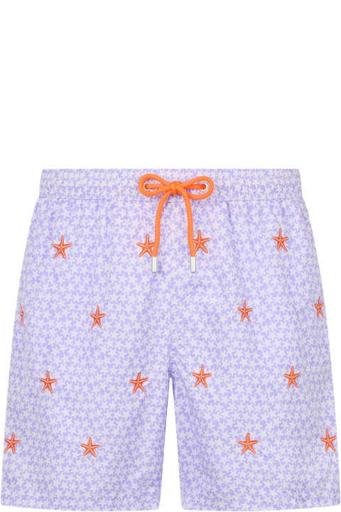 أدوات منزلية MC2 Saint Barth Man Lightweight Fabric Swim-shorts Lighting With Seastars Embroidery