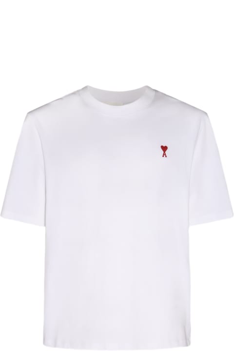 Ami Alexandre Mattiussi Topwear for Men Ami Alexandre Mattiussi White And Red Cotton Ami De Coeur T-shirt